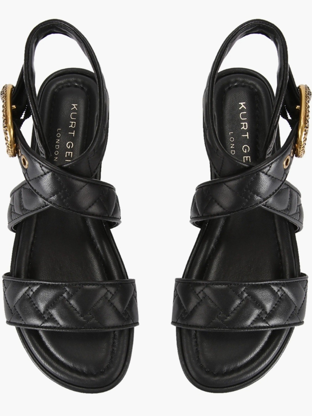 Kurt Geiger Black Quilted Strap Slingback Sandals